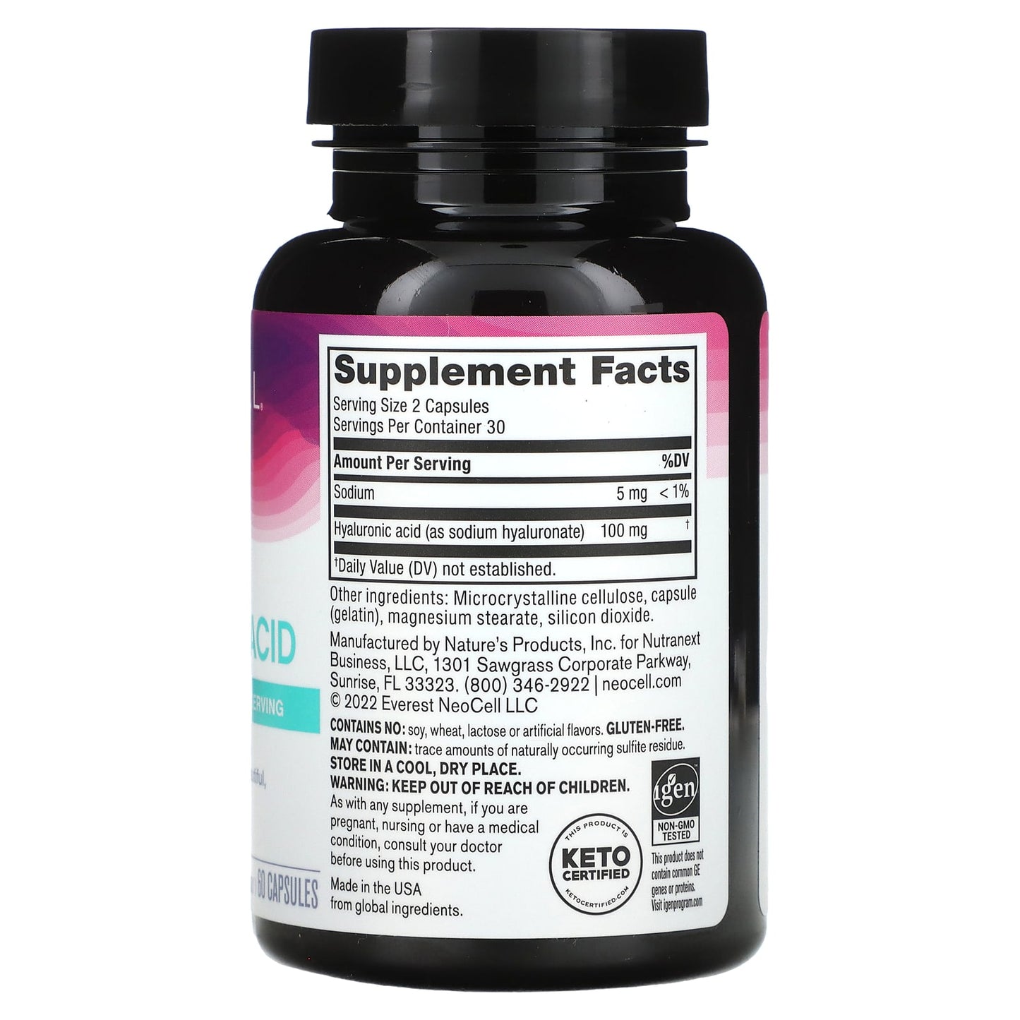 NeoCell, Hyaluronic Acid, 60 Capsules (50 mg per Capsule) - Image 2