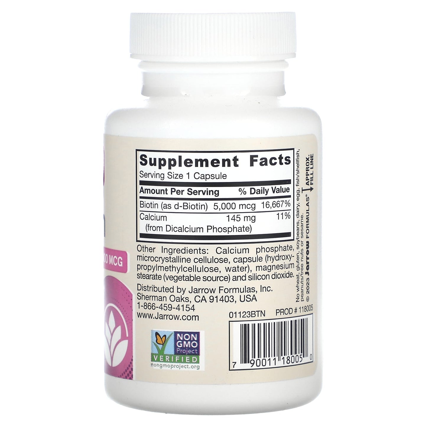 Jarrow Formulas Ultra Biotin 5,000mcg for Hair, Skin & Nails - 100 Capsules - Image 2