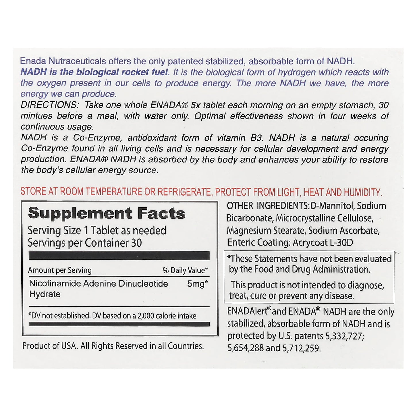 Boost Energy & Immunity with ENADA NADH 5x 30 Tablets - Image 2