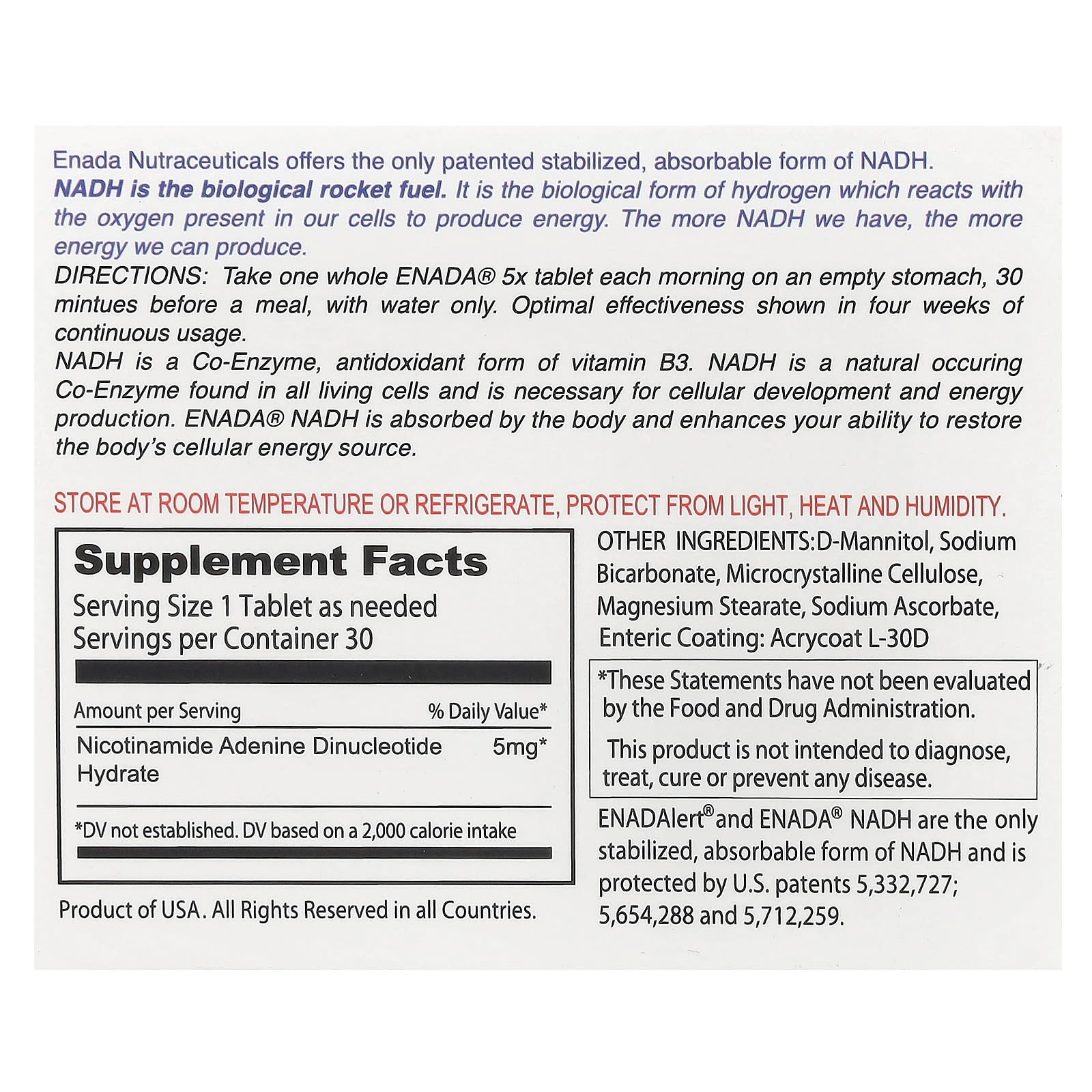 Boost Energy & Immunity with ENADA NADH 5x 30 Tablets - Image 2