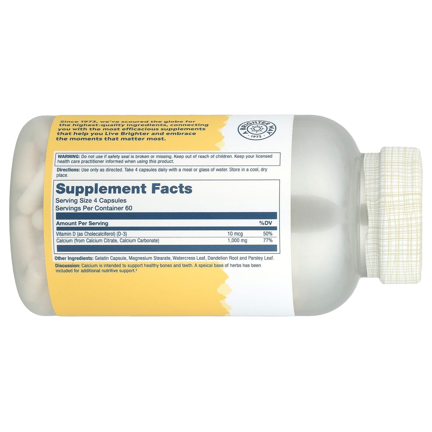 Solaray, Calcium Citrate with Vitamin D-3, 1,000 mg, 240 Capsules (250 mg per Capsule) - Image 2
