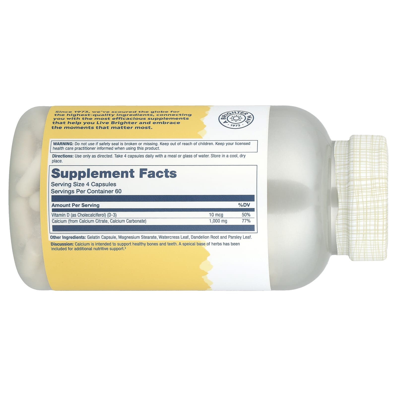 Solaray, Calcium Citrate with Vitamin D-3, 1,000 mg, 240 Capsules (250 mg per Capsule) - Image 2
