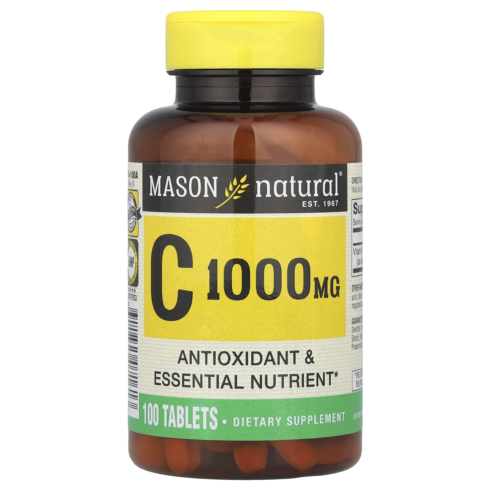 Mason Natural, Vitamin C, 1,000 mg, 100 Tablets - Image 1