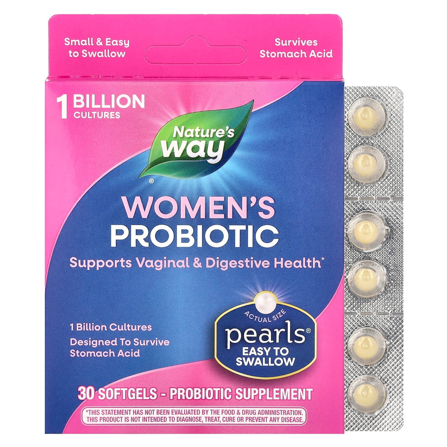 Nature's Way, Women's Probiotic Pearls, 1 Billion CFU, 30 Softgels - Image 1
