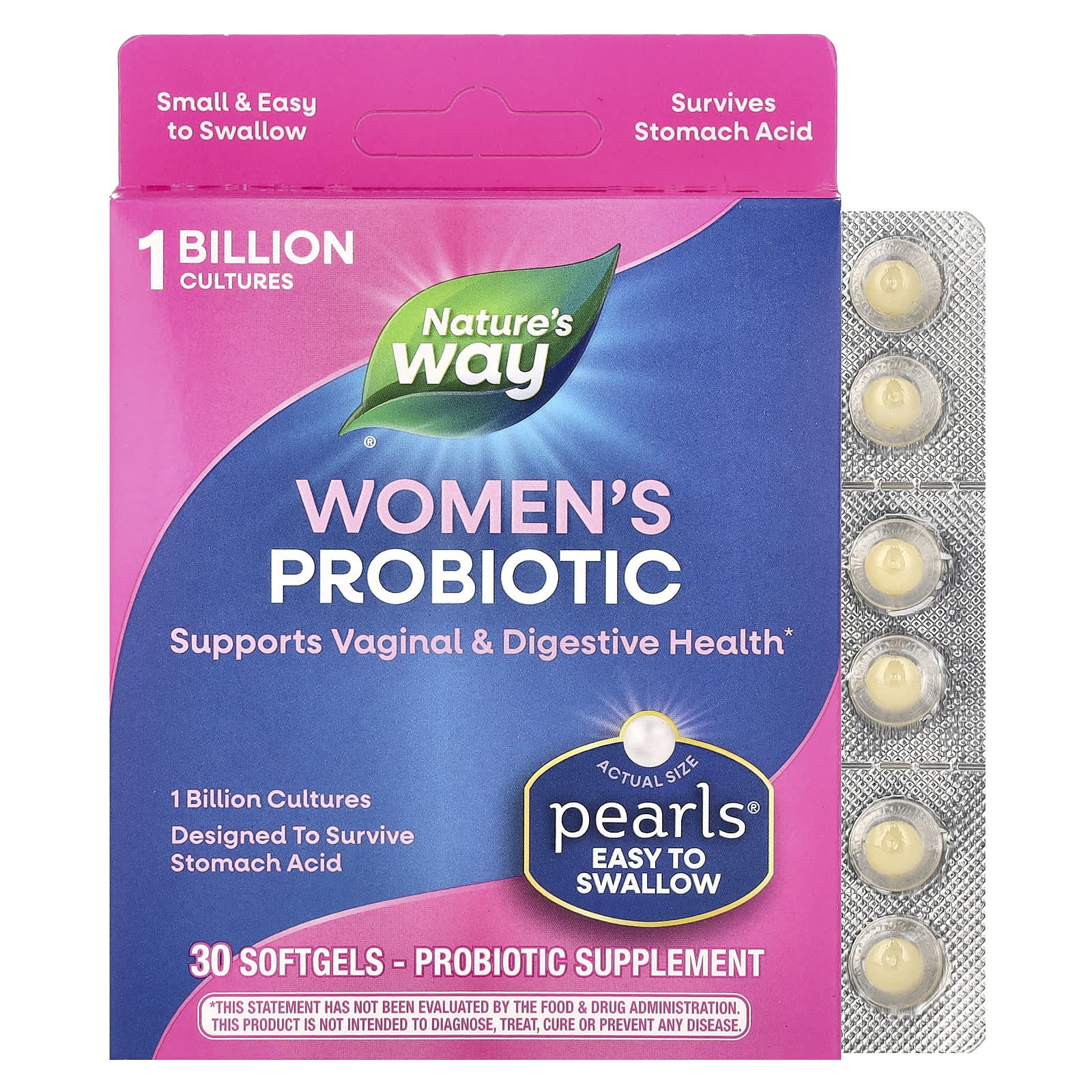 Nature's Way, Women's Probiotic Pearls, 1 Billion CFU, 30 Softgels - Image 1