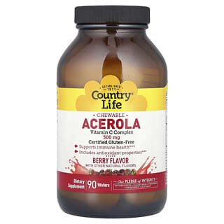 Country Life Chewable Acerola Vitamin C Complex - 500mg, 90 Wafers
