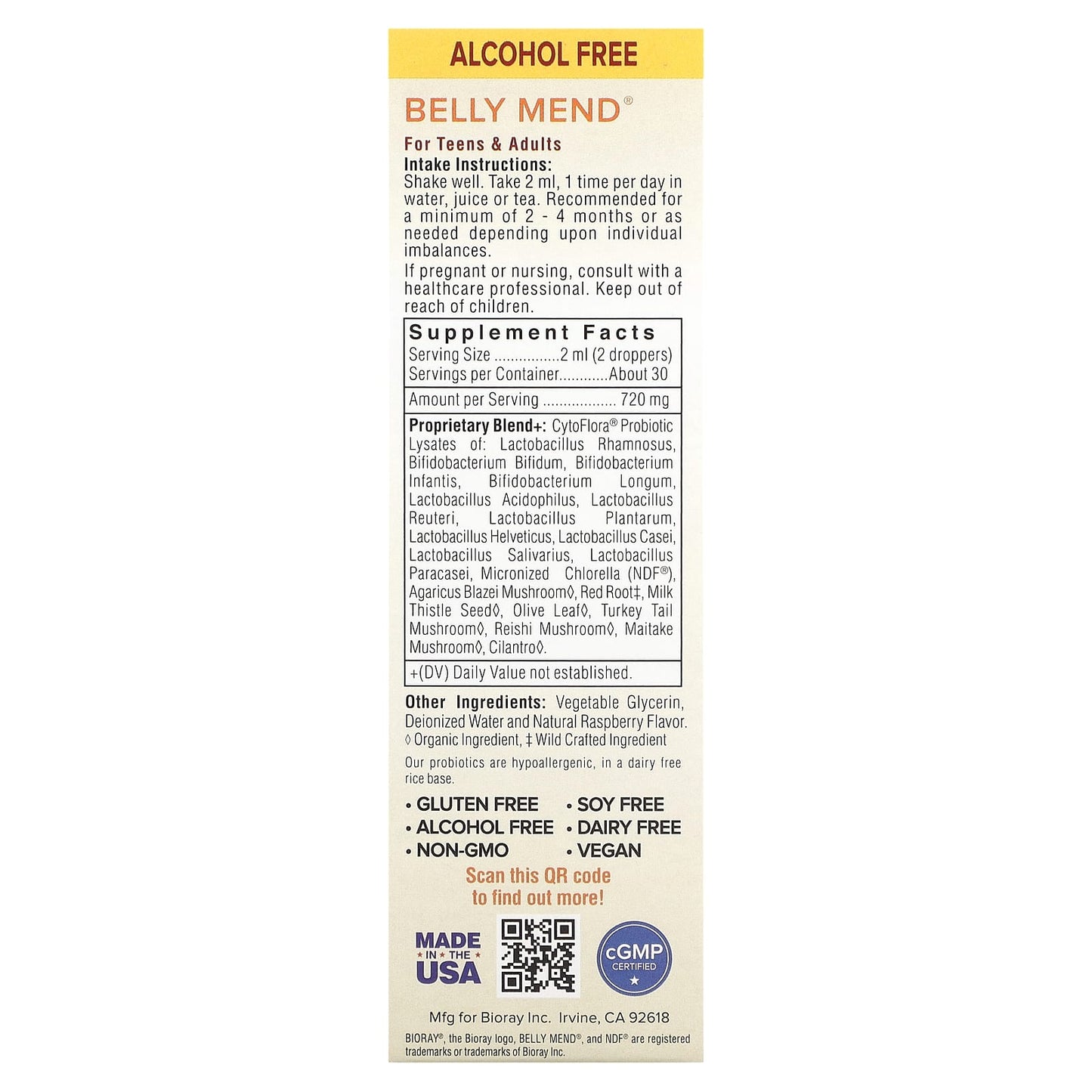 Belly Mend Gut Support Probiotic Blend by Bioray - 2 fl oz (60 ml) - Image 2