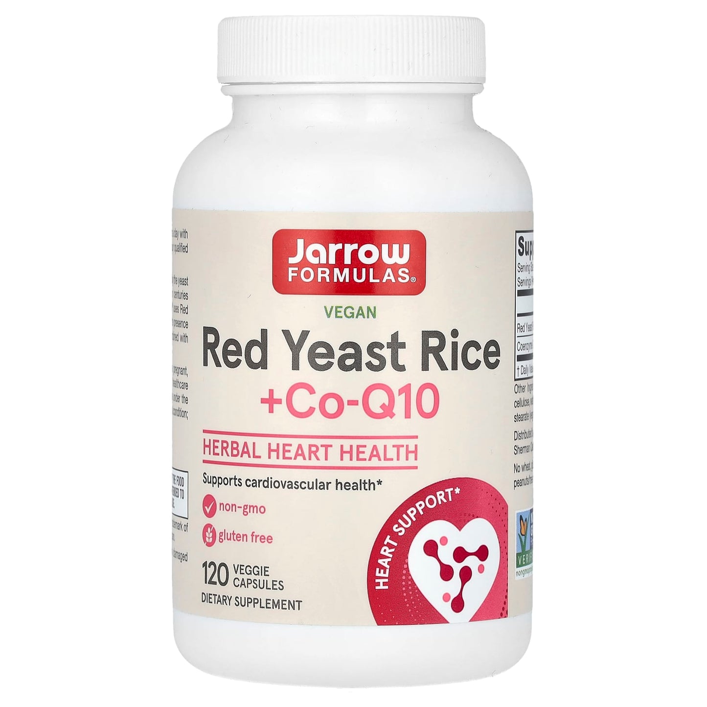 Jarrow Formulas Vegan Red Yeast Rice + Co-Q10 for Heart Health - 120 Capsules - Image 1