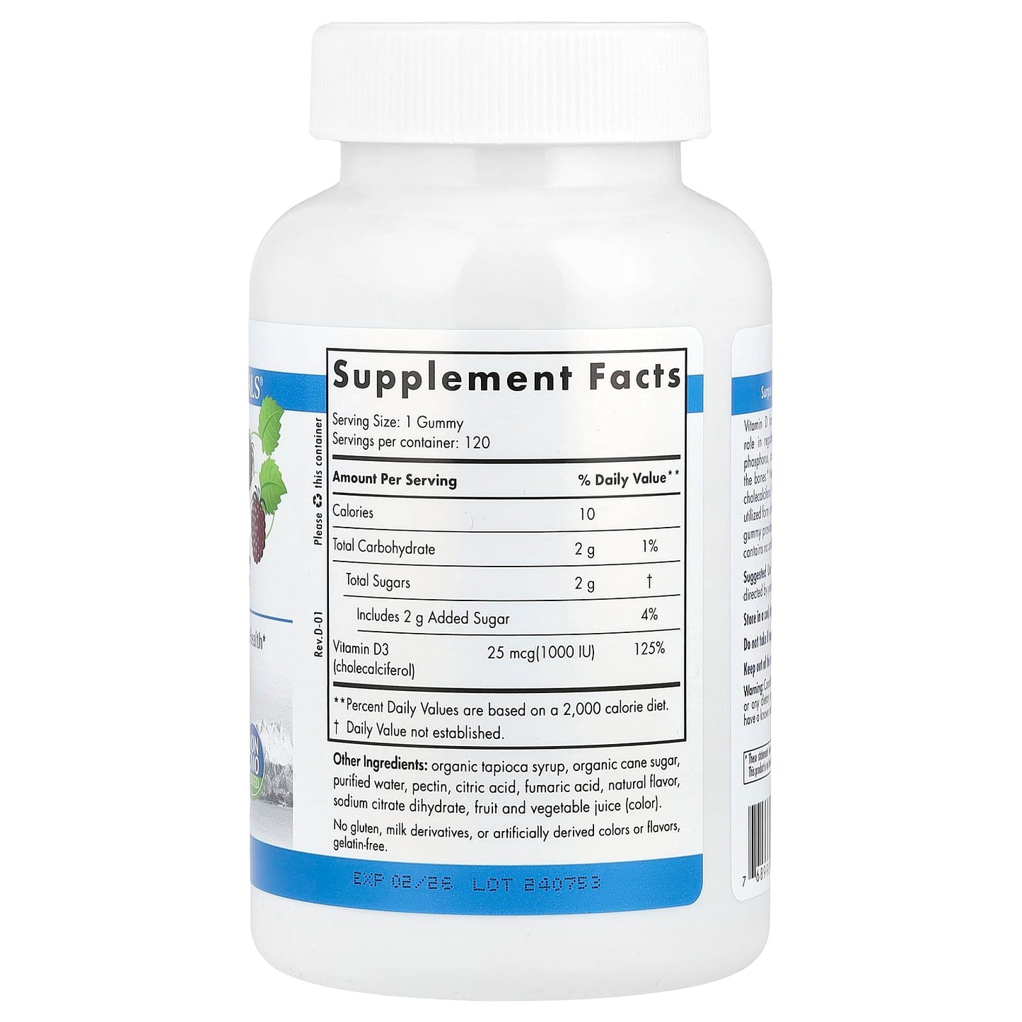 Nordic Naturals, Vitamin D3 Gummies, Wild Berry, 1,000 IU, 120 Gummies - Image 2
