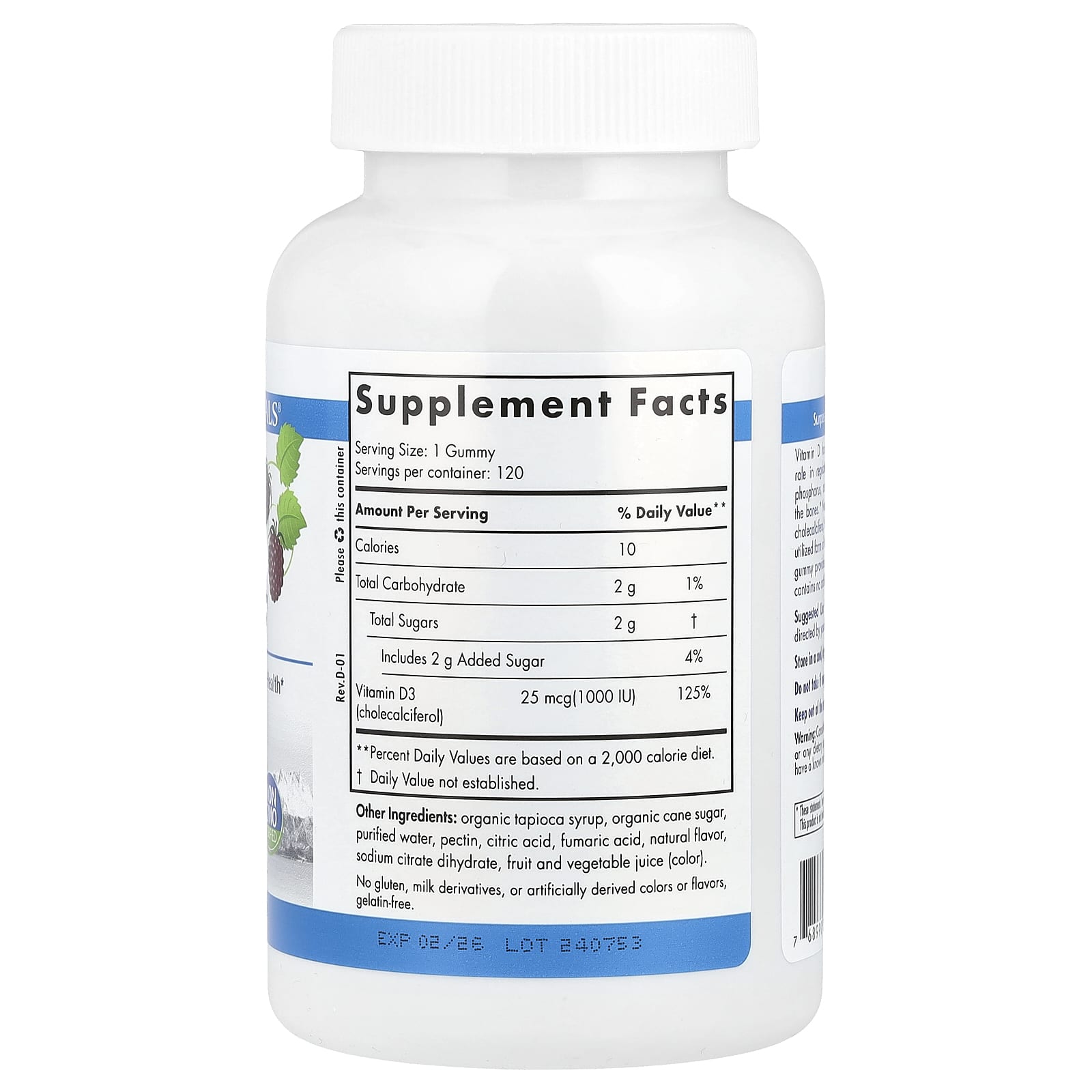 Nordic Naturals, Vitamin D3 Gummies, Wild Berry, 1,000 IU, 120 Gummies - Image 2