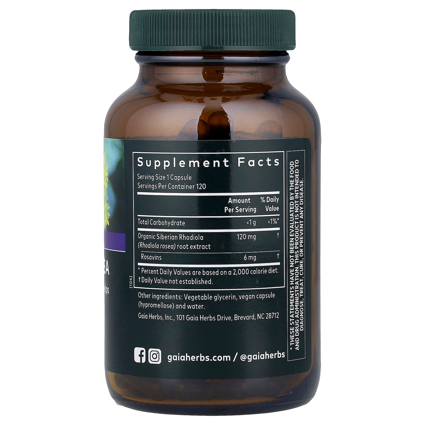 Gaia Herbs Rhodiola Rosea - Stress Support Supplement 120 Capsules - Image 2