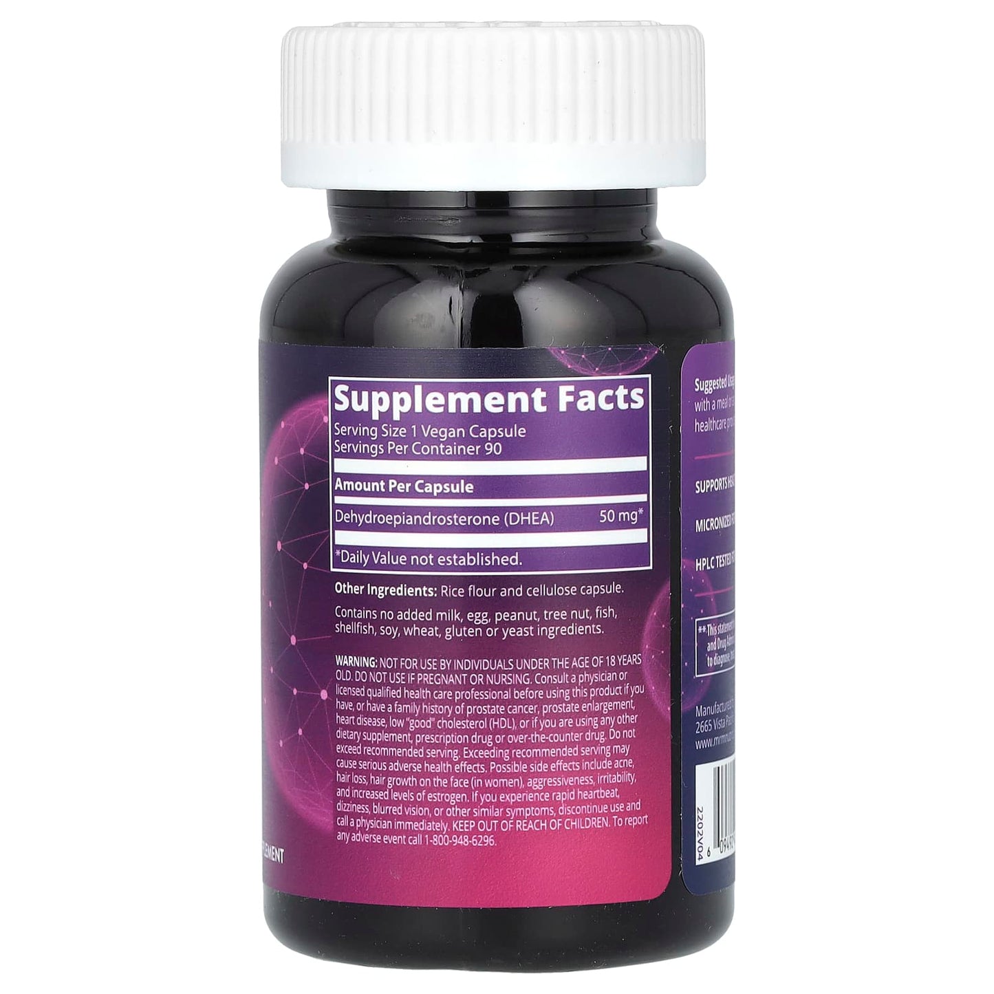 MRM Nutrition, DHEA, 50 mg, 90 Vegan Capsules - Image 2
