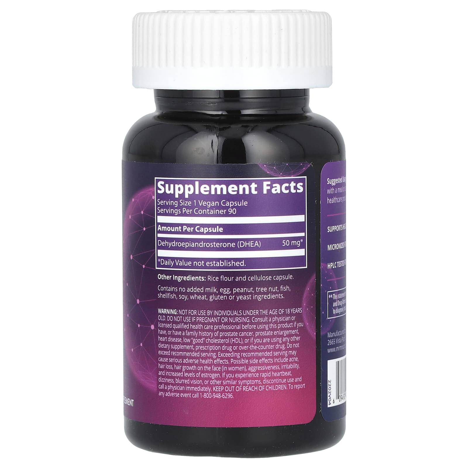 MRM Nutrition, DHEA, 50 mg, 90 Vegan Capsules - Image 2