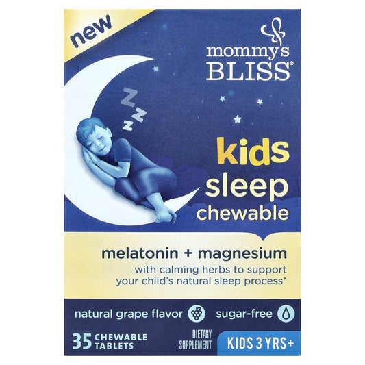 Mommy's Bliss, Kids Sleep Chewable, Melatonin + Magnesium, Kids 3 Yrs+, Natural Grape, 35 Chewable Tablets - Image 1