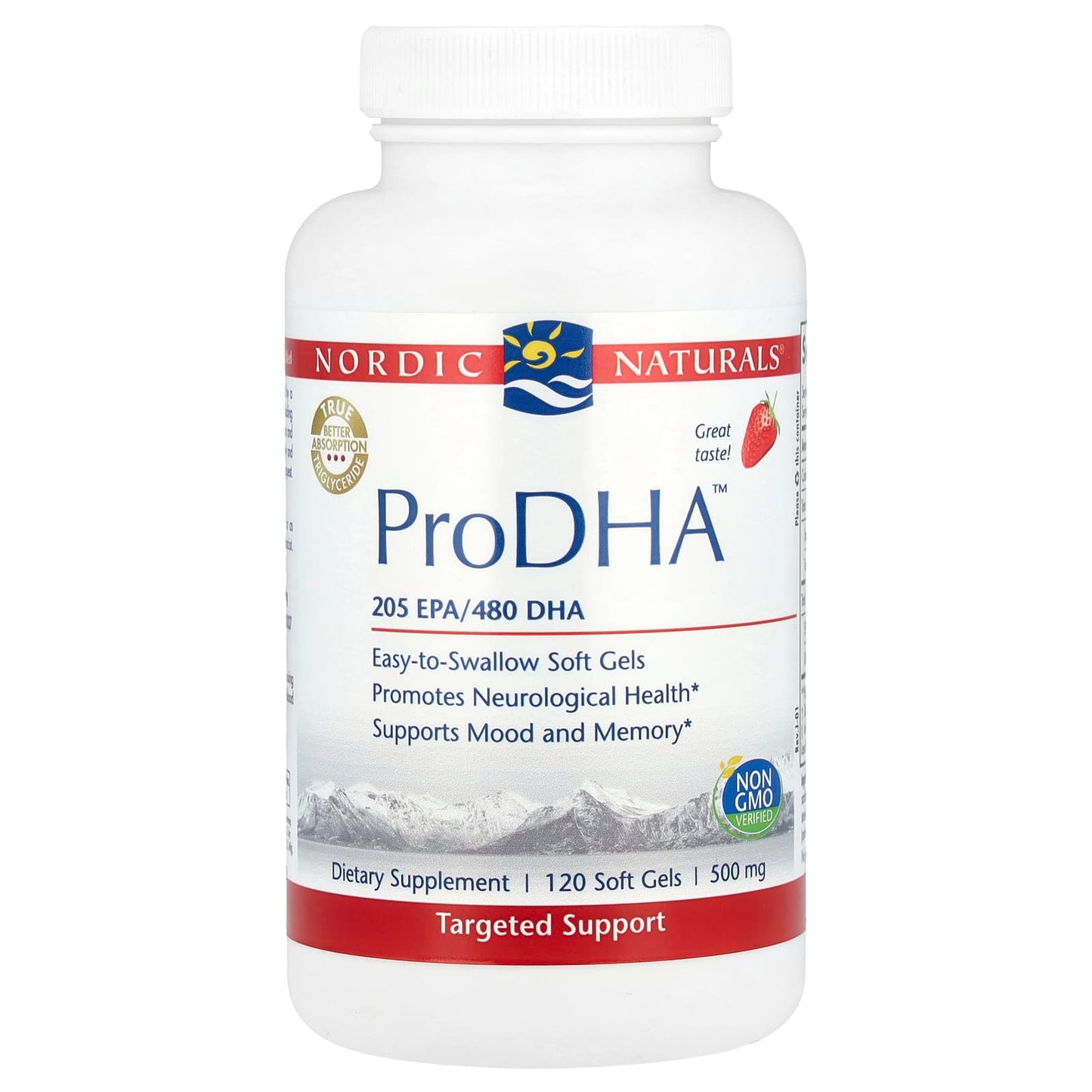 Nordic Naturals, ProDHA™, Strawberry, 120 Soft Gels (250 mg per Soft Gel) - Image 1