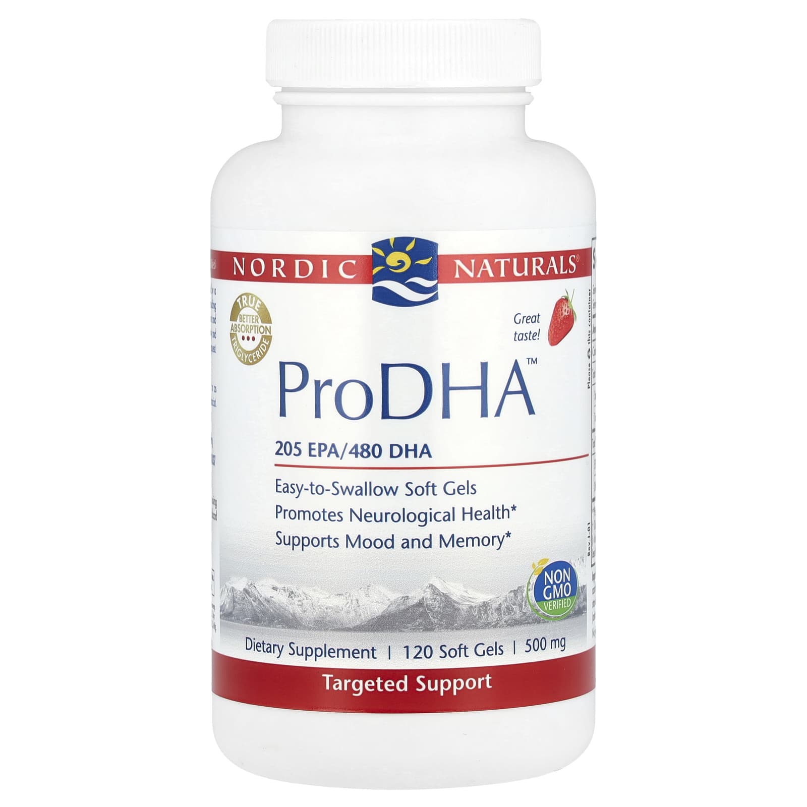 Nordic Naturals, ProDHA™, Strawberry, 120 Soft Gels (250 mg per Soft Gel) - Image 1