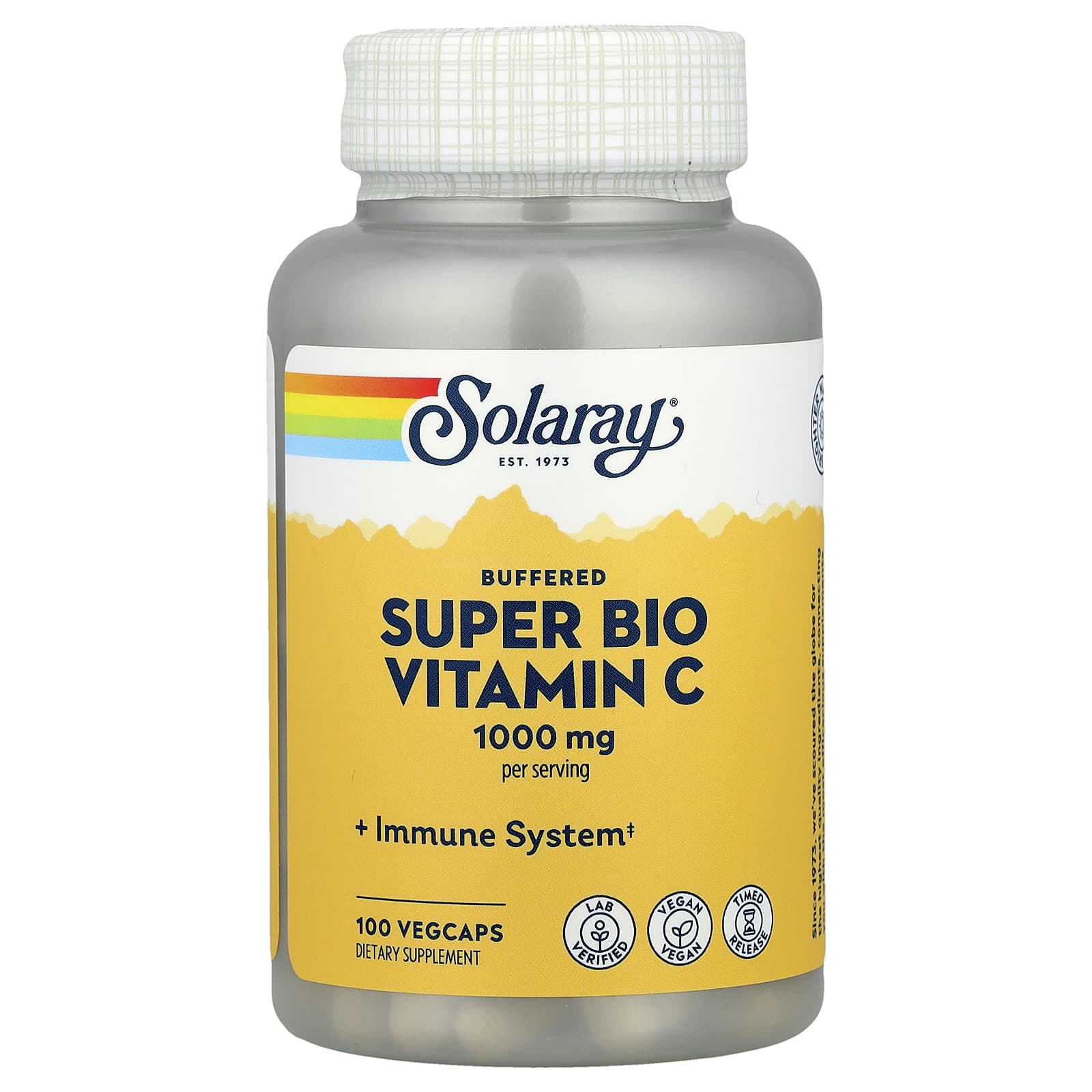 Solaray, Buffered Super Bio Vitamin C, 1,000 mg, 100 VegCaps (500 mg per Capsule) - Image 1