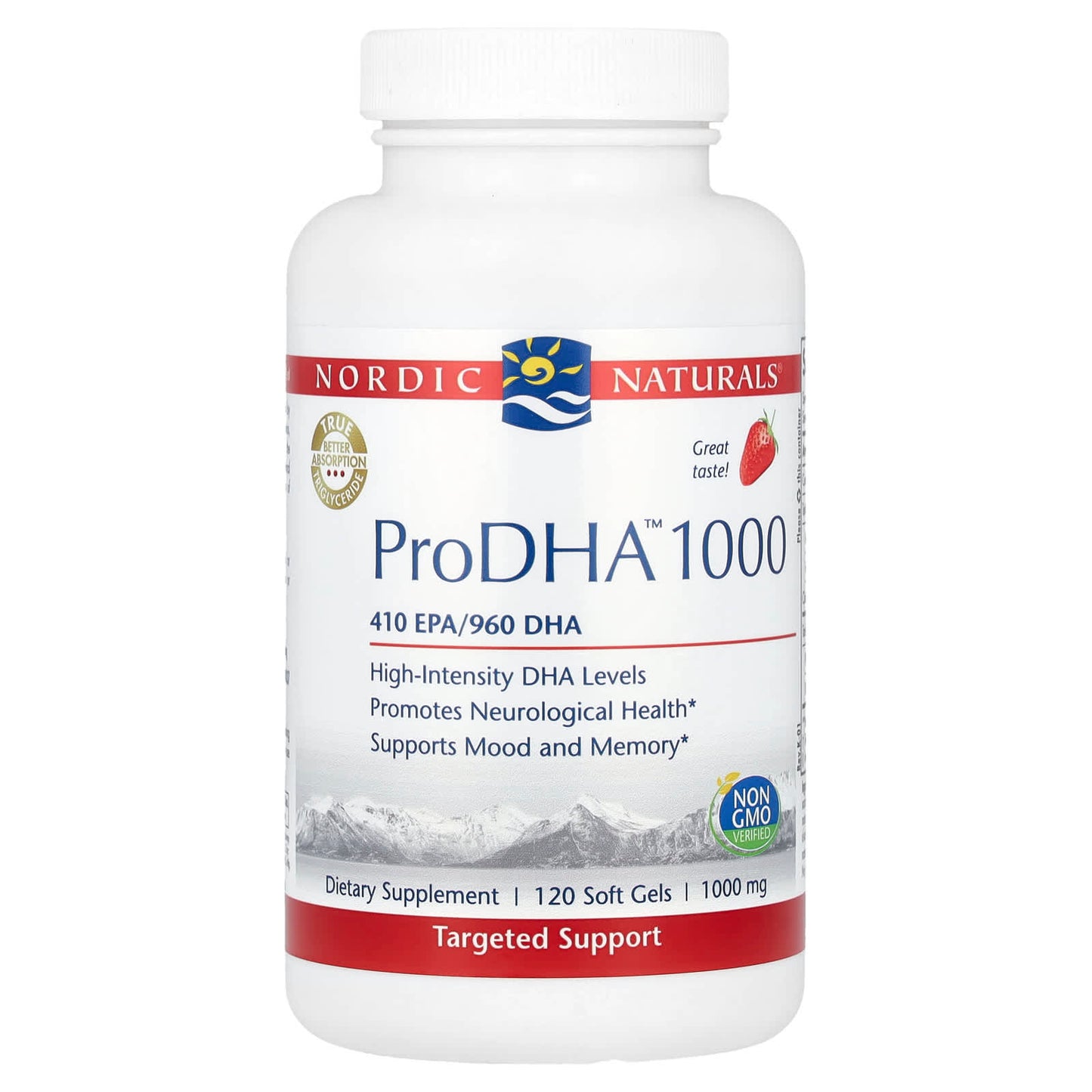 Nordic Naturals, ProDHA™ 1000, Strawberry, 120 Soft Gels - Image 1