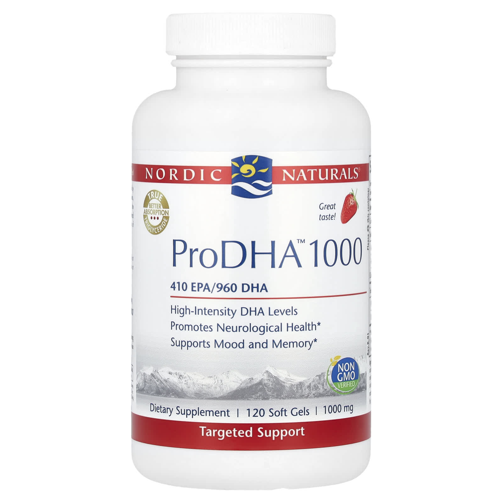 Nordic Naturals, ProDHA™ 1000, Strawberry, 120 Soft Gels - Image 1
