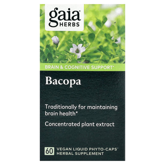 Bacopa Supplement for Brain Health - 60 Vegan Liquid Phyto-Caps by Gaia Herbs - Image 1