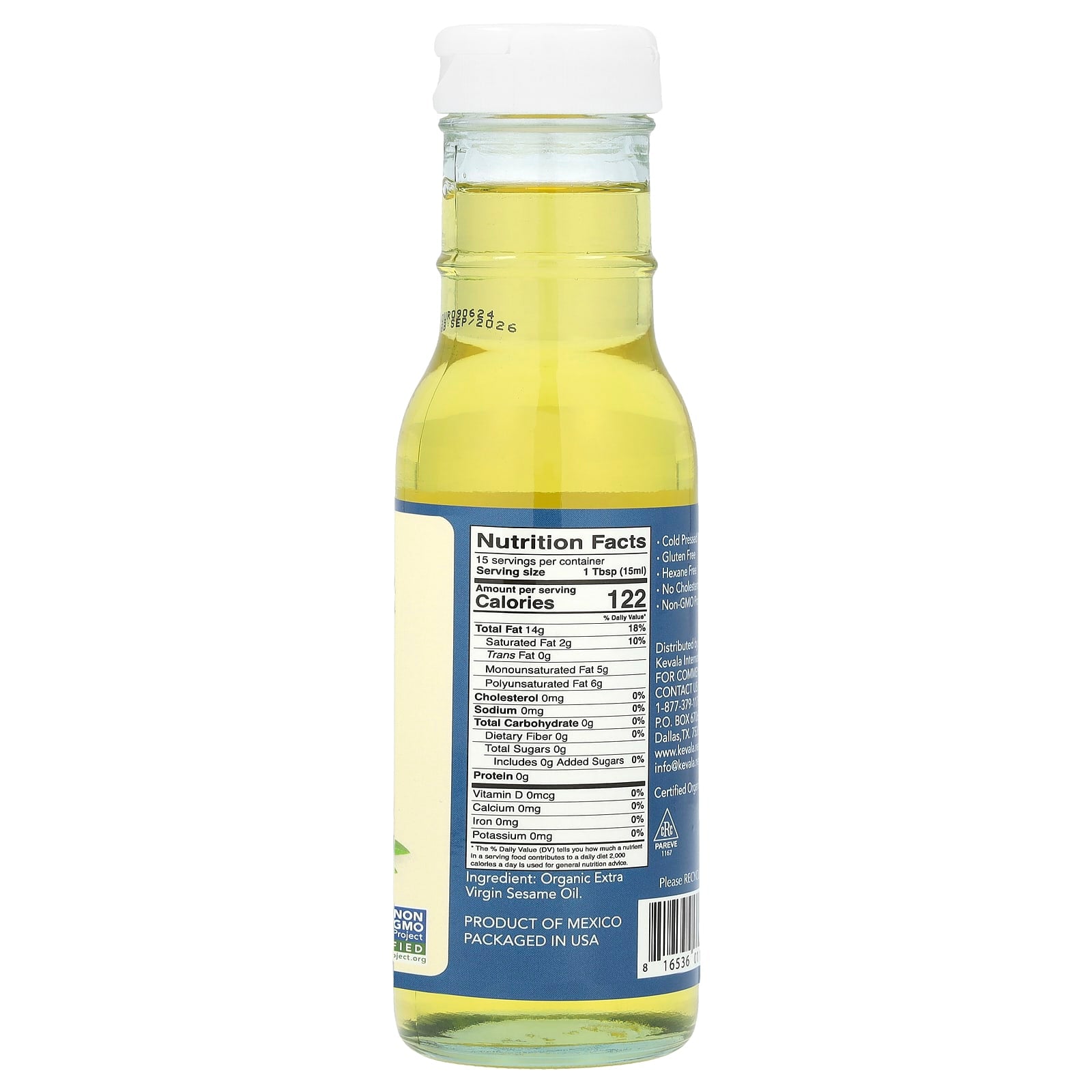 Kevala, Extra Virgin Organic Sesame Oil, 8 fl oz (236 ml) - Image 2