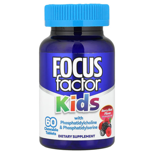 Focus Factor Brain Support for Kids, Berry Blast, 60 Chewable Tablets - Image 1