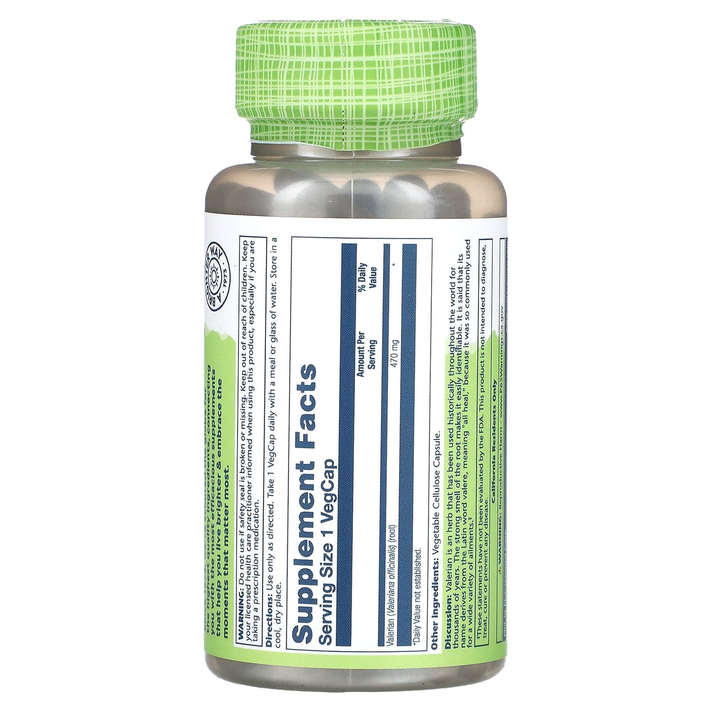 Solaray, True Herbs, Valerian, 470 mg, 100 VegCaps - Image 2