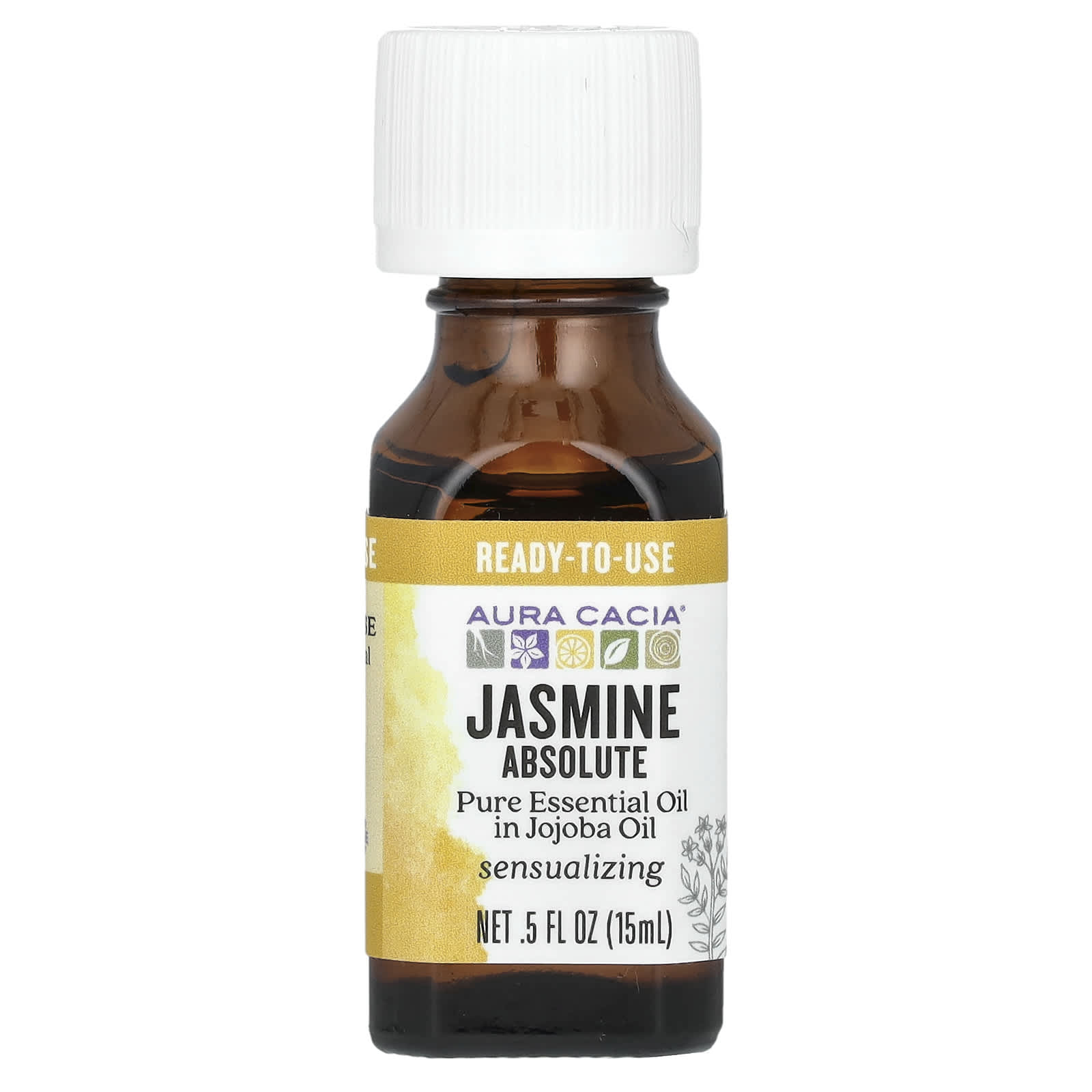 Jasmine Absolute Essential Oil Blend in Jojoba Oil, 0.5 fl oz - Image 1