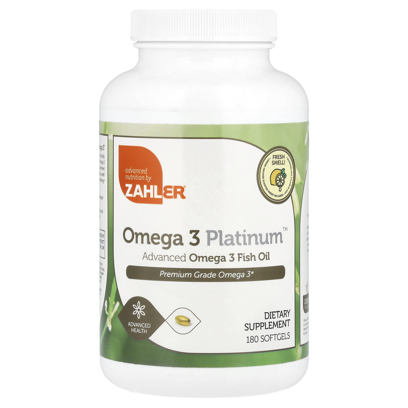 Zahler, Omega 3 Platinum™, Advanced Omega 3 Fish Oil, 2,000 mg, 180 Softgels (1,000 mg per Softgel) - Image 1