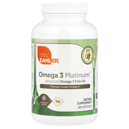 Zahler, Omega 3 Platinum™, Advanced Omega 3 Fish Oil, 2,000 mg, 180 Softgels (1,000 mg per Softgel) - Image 1