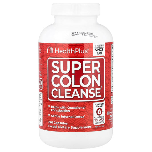Gentle Internal Detox with Health Plus Super Colon Cleanse, 240 Capsules - Image 1