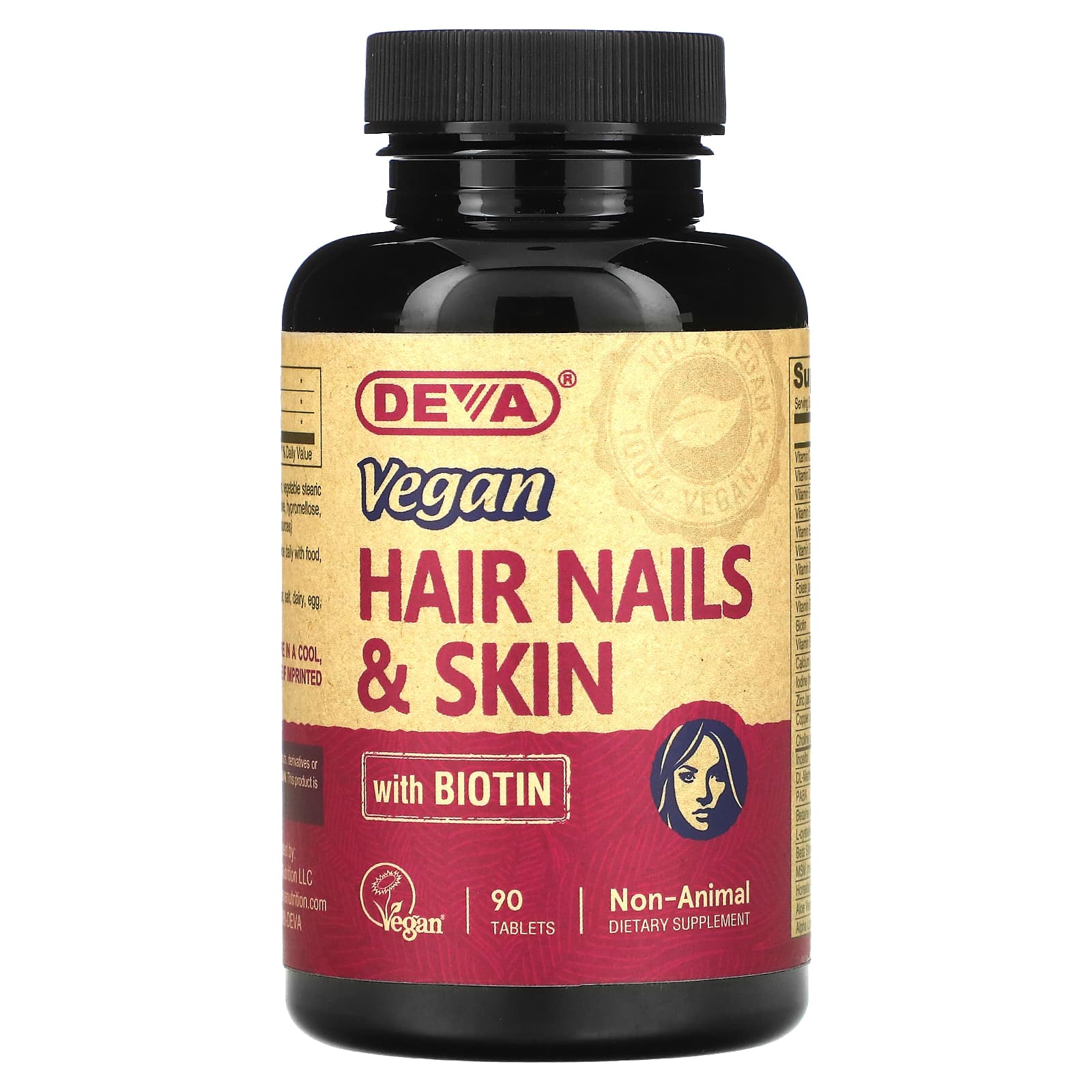 Deva Vegan Multivitamin for Hair, Skin, & Nails with Biotin - Image 1