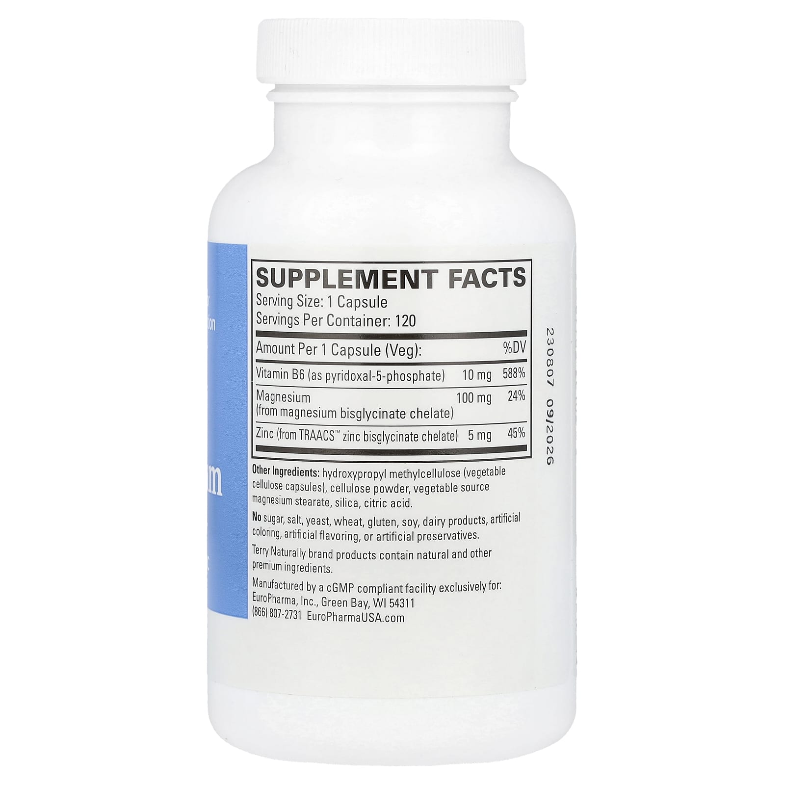 Terry Naturally, BioActive Magnesium Complex with P-5-P and Zinc, 120 Capsules - Image 2
