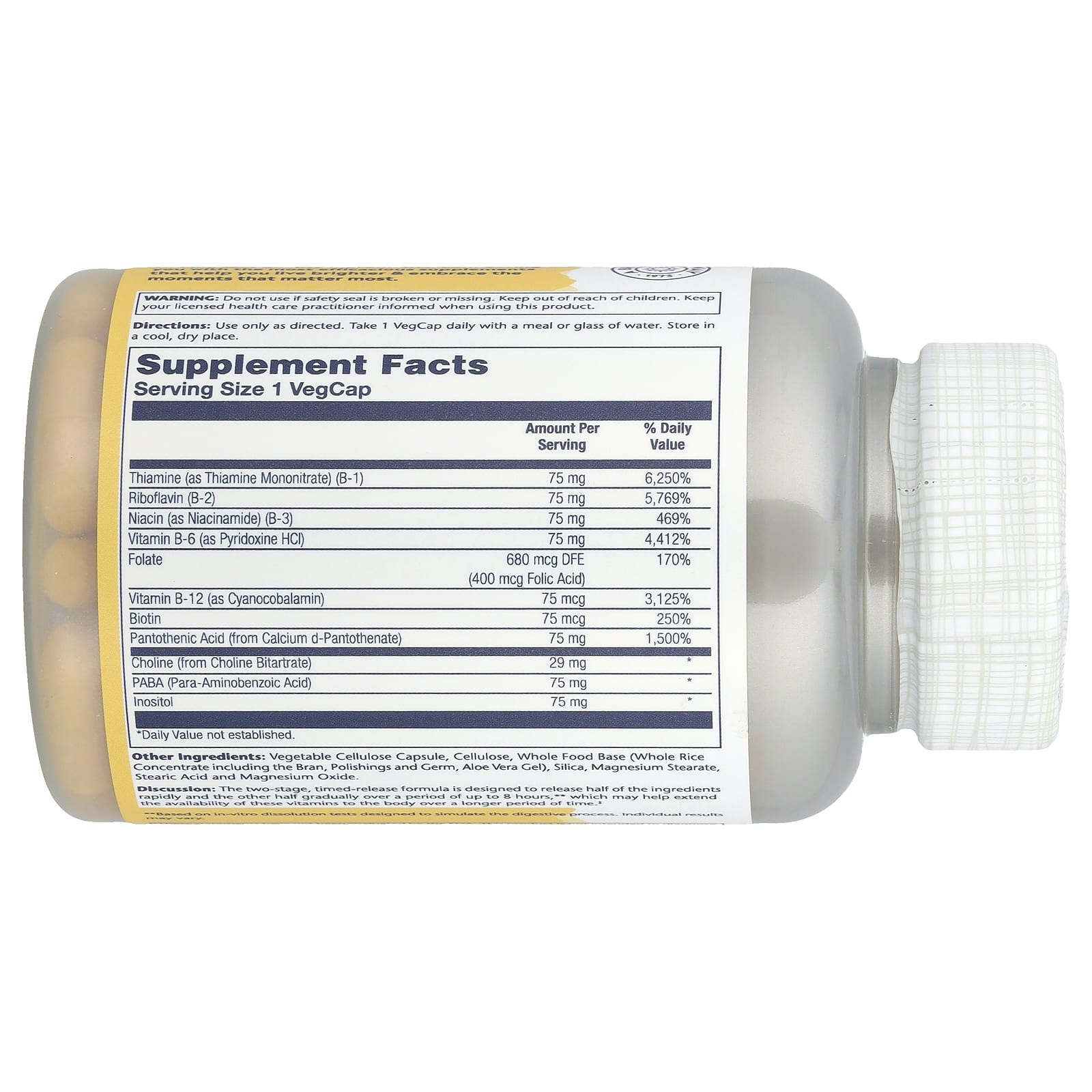 Solaray, Vitamin B-Complex 75, Timed Release, 100 VegCaps - Image 2