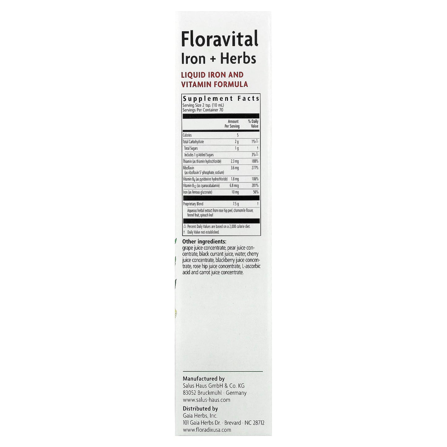 Floradix Floravital Liquid Iron Supplement 23.7 fl oz (700 ml) - Image 2