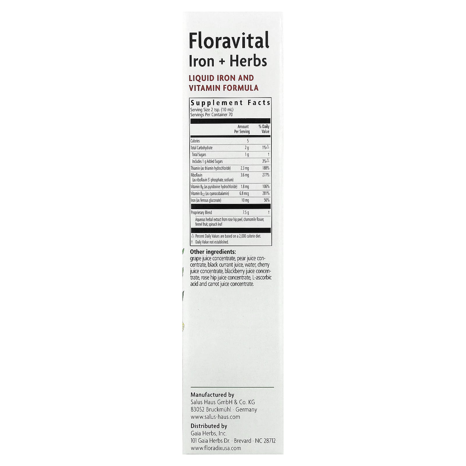 Floradix Floravital Liquid Iron Supplement 23.7 fl oz (700 ml) - Image 2