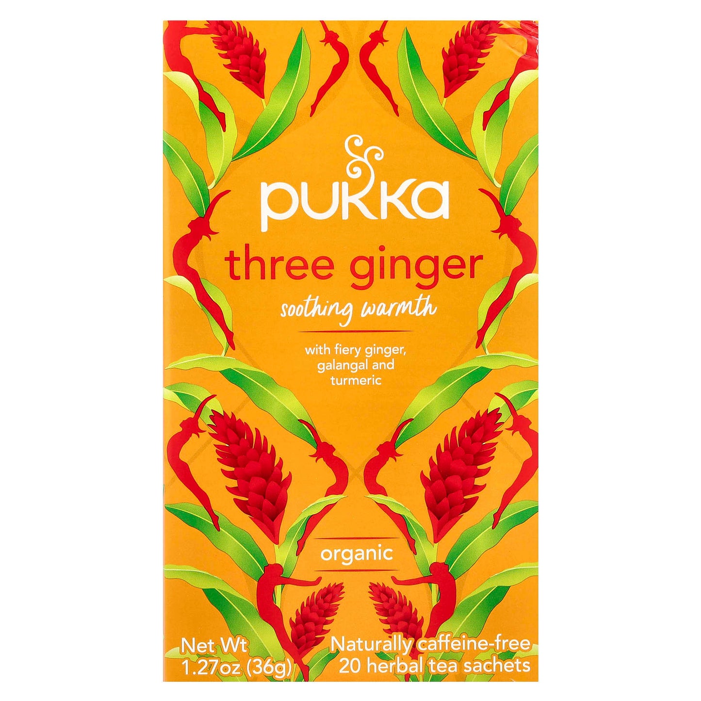 Pukka Herbs, Organic Herbal Tea, Three Ginger, Caffeine Free, 20 Sachets, 1.27 oz (36 g) - Image 1