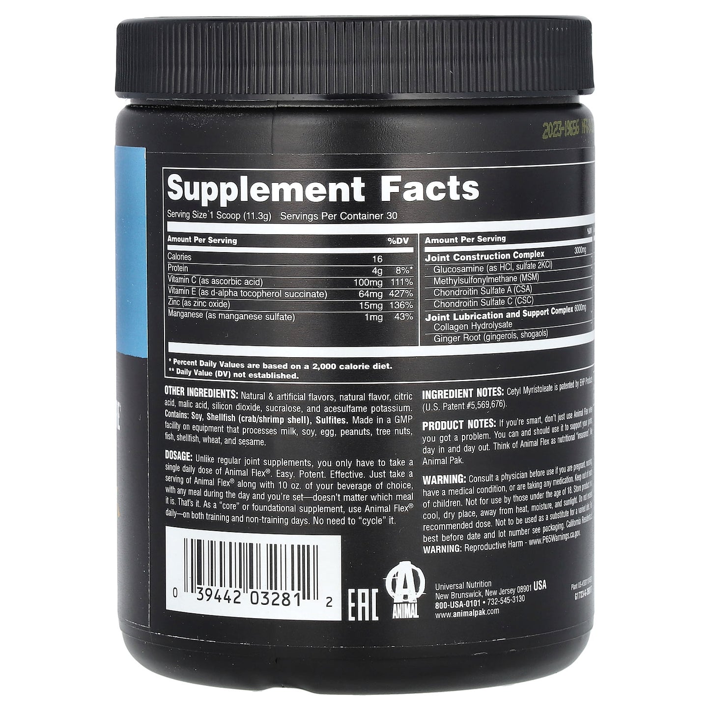 Animal Flex Joint Support Supplement Powder, Orange, 11.96 oz (339g) - Image 2