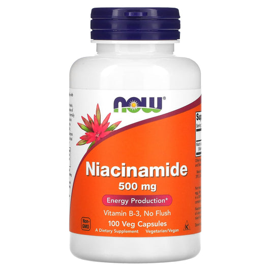 NOW Foods, Niacinamide, 500 mg, 100 Veg Capsules - Image 1