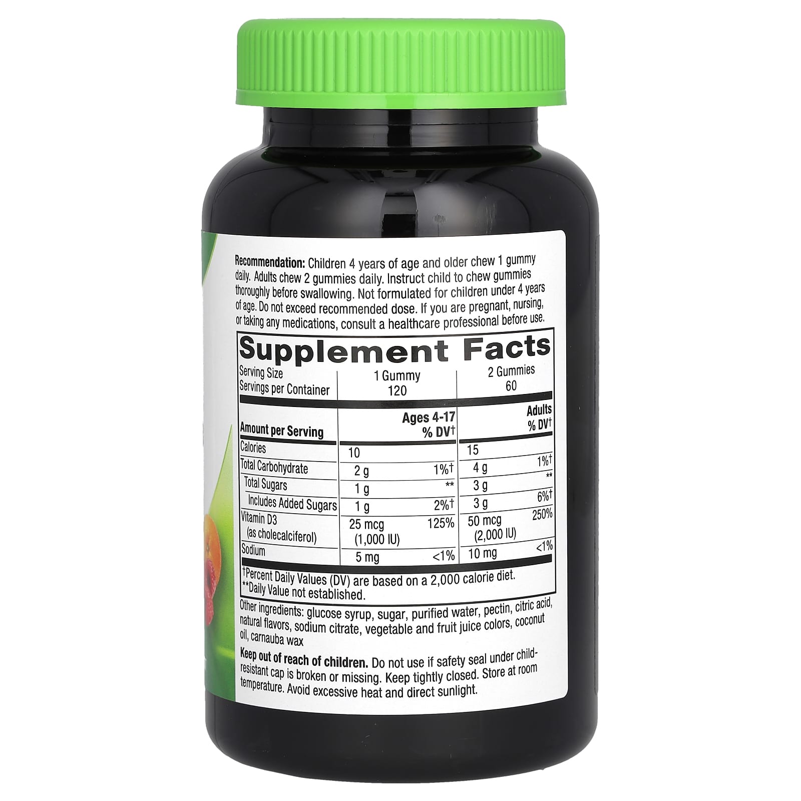 Nature's Way, Vitamin D3 Gummy, Mixed Fruit, 120 Gummies (25 mcg (1,000 IU) per Gummy) - Image 2