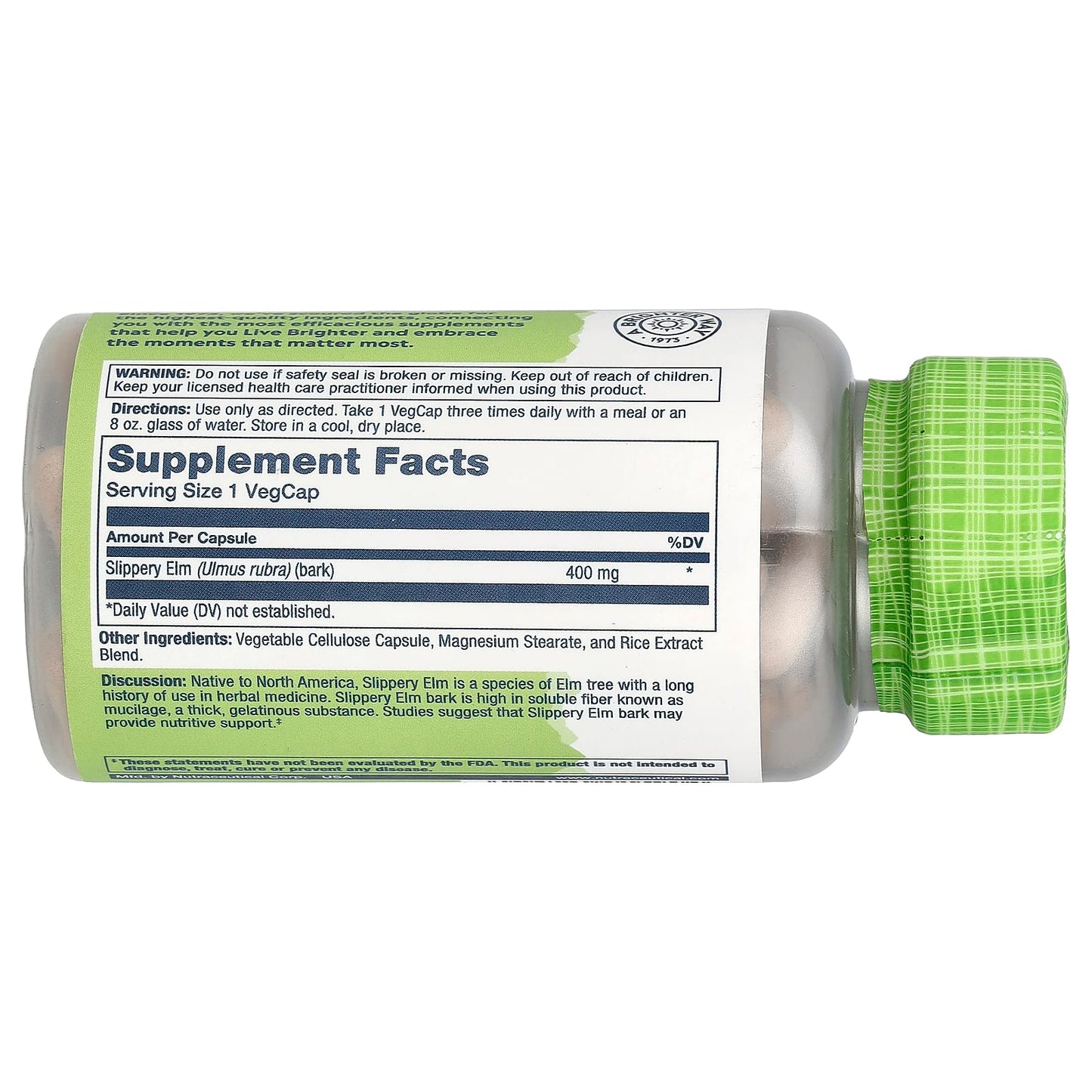 Solaray, True Herbs, Slippery Elm, 400 mg, 100 VegCaps - Image 2