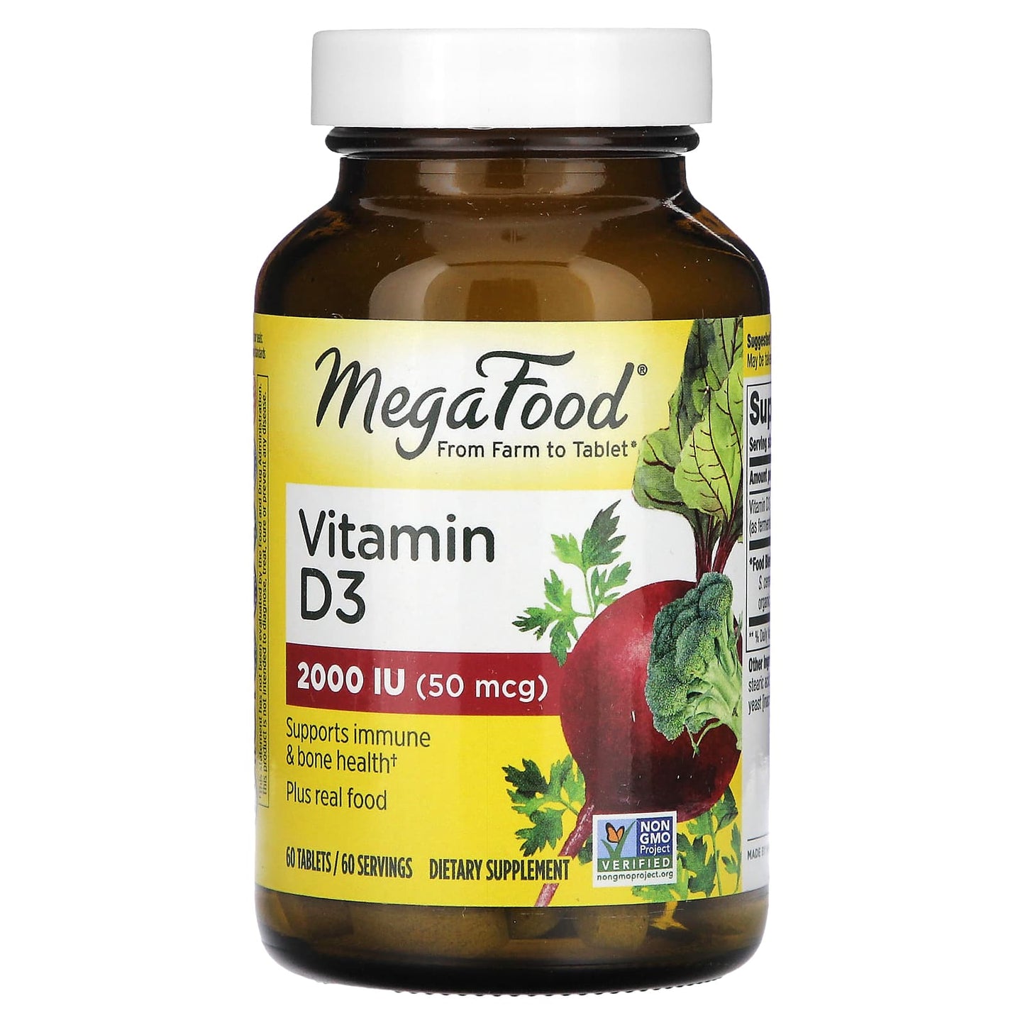 MegaFood, Vitamin D3, 50 mcg (2,000 IU), 60 Tablets - Image 1
