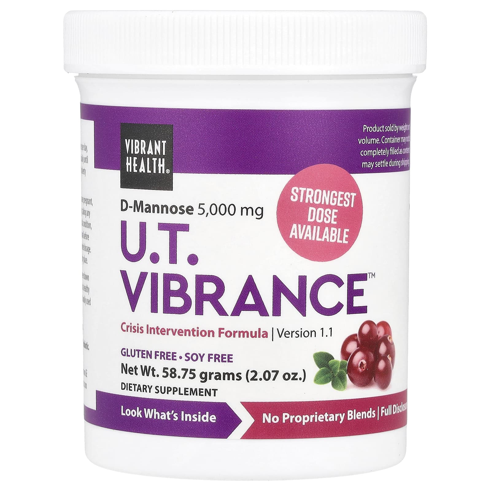 Vibrant Health, U.T. Vibrance™, D-Mannose Version 1.1, 2.07 oz (58.75 g) - Image 1