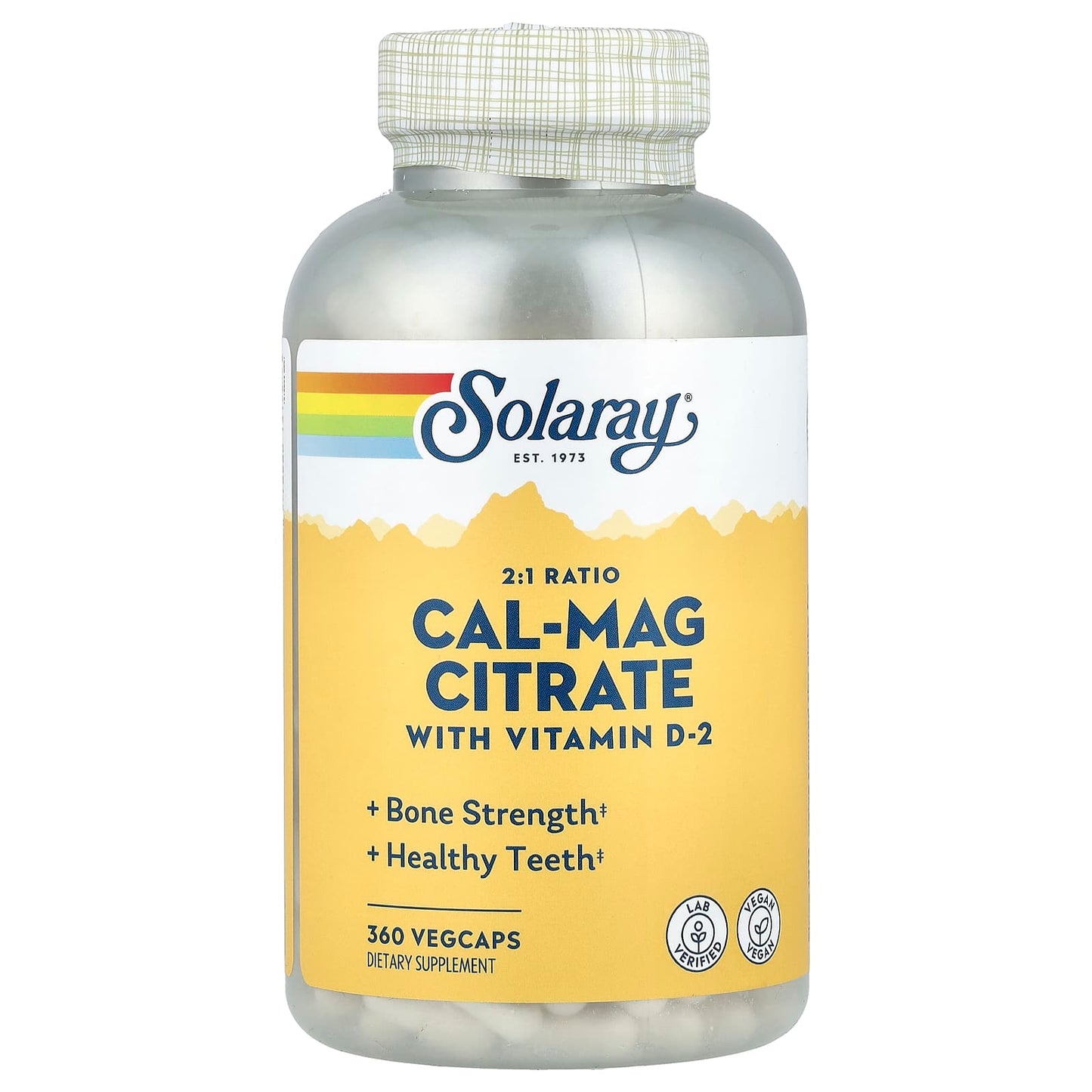 Solaray, Cal-Mag Citrate with Vitamin D-2, 360 VegCaps - Image 1