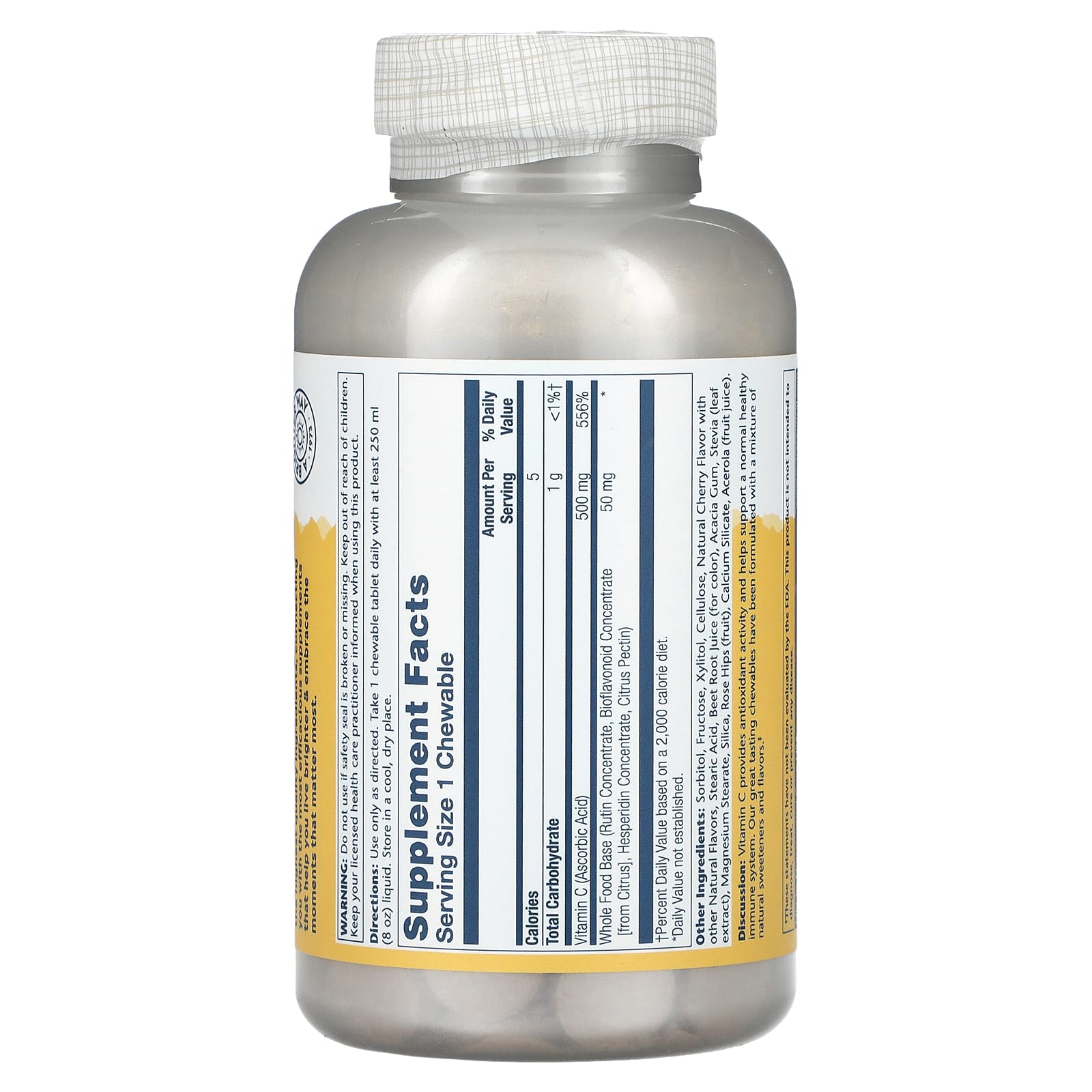 Solaray, Vitamin C Chewables, Natural Cherry, 500 mg, 100 Chewables - Image 2