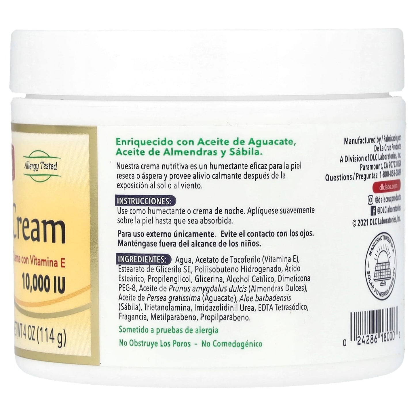 De La Cruz Vitamin E Moisturizer Cream, 10,000 IU Anti-Aging Skin Care - Image 2
