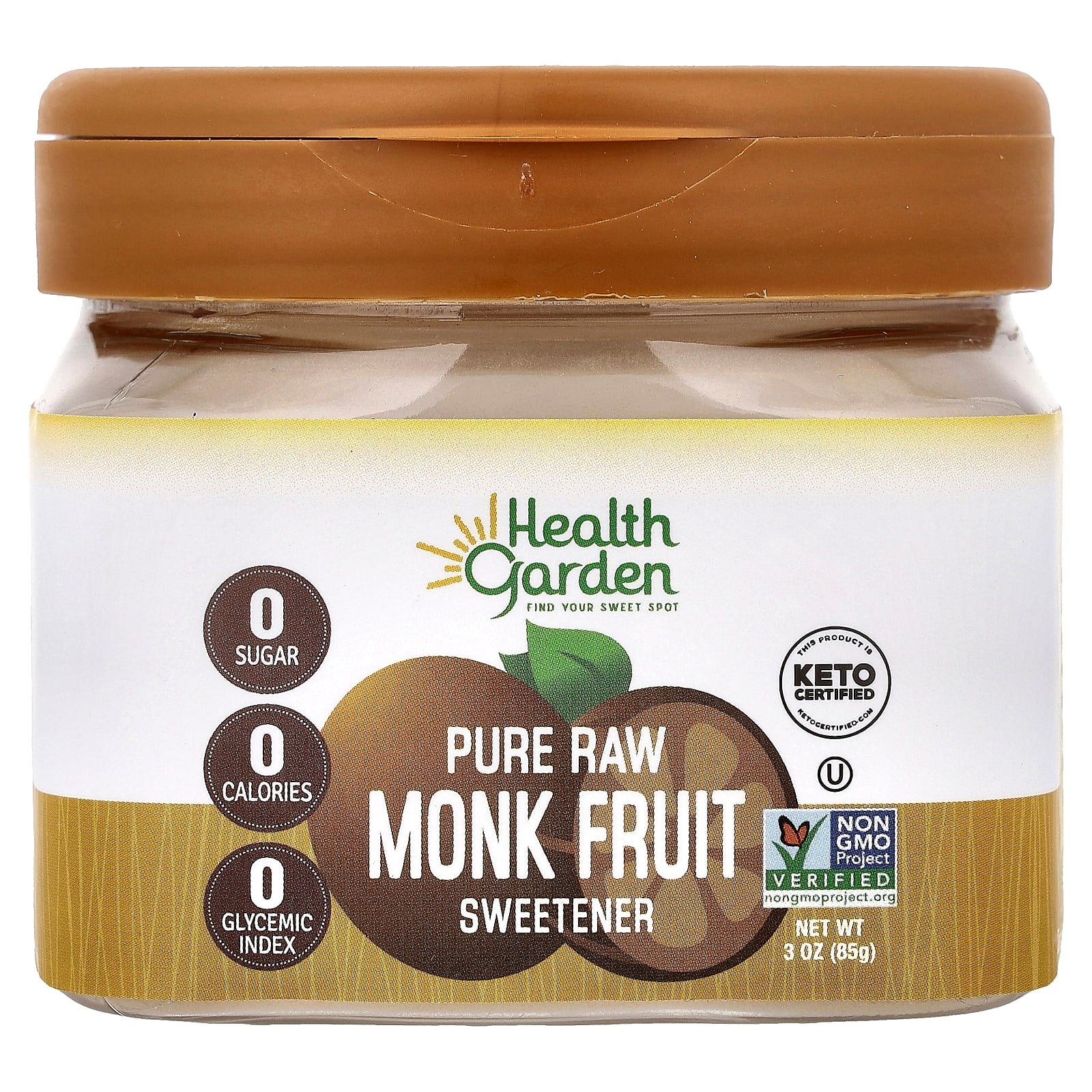 Health Garden Raw Monk Fruit Sweetener, Keto Certified, 3 oz (85g) - Image 1