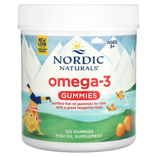Nordic Naturals, Omega-3 Gummies, Ages 3+, Tangerine, 120 Gummies - Image 1
