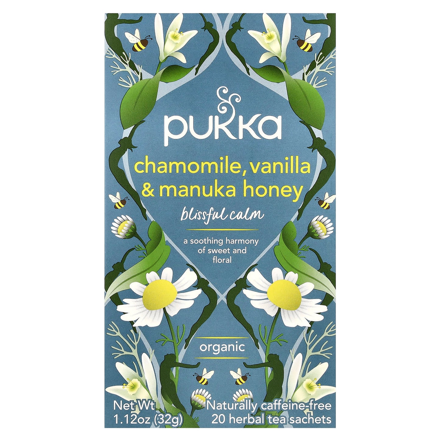 Pukka Herbs, Organic Herbal Tea, Chamomile, Vanilla & Manuka Honey, Caffeine Free, 20  Sachets, 1.12 oz (32 g) - Image 1