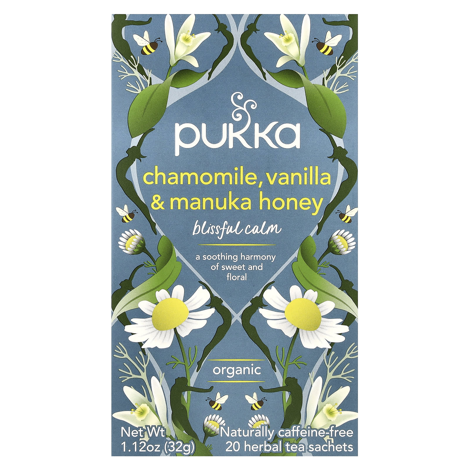 Pukka Herbs, Organic Herbal Tea, Chamomile, Vanilla & Manuka Honey, Caffeine Free, 20  Sachets, 1.12 oz (32 g) - Image 1